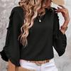 Ladies Summer Ruffles Half Sleeve Solid Color Pullover T Shirt Top