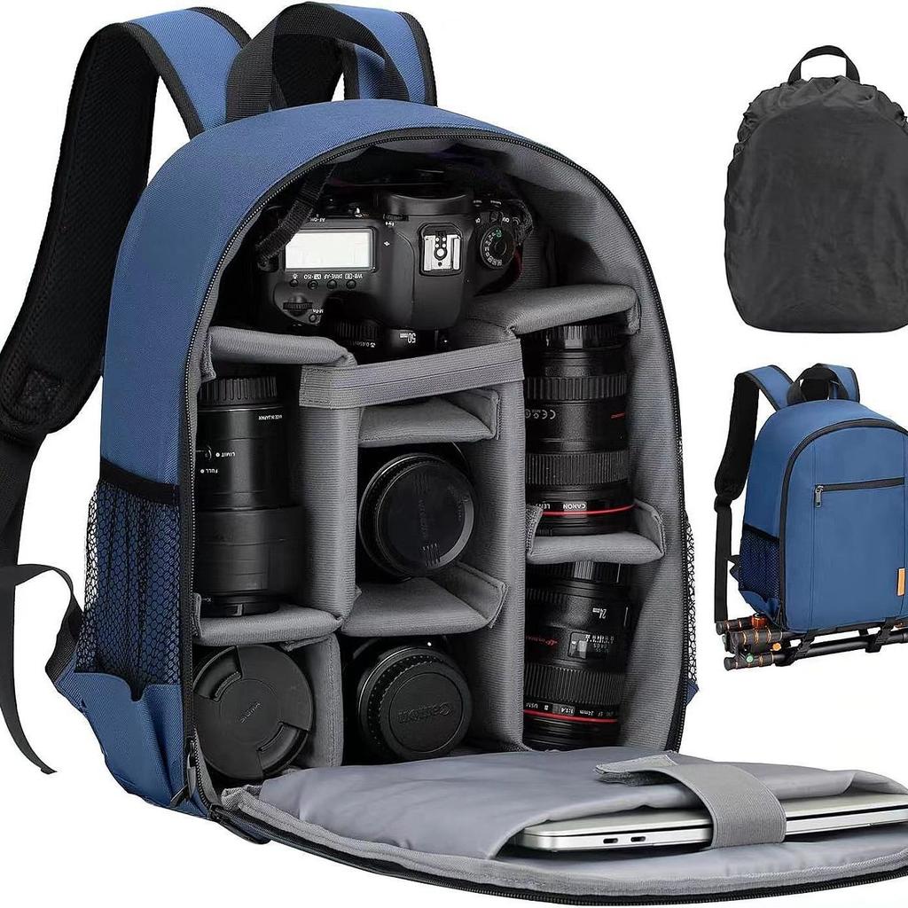 Waterproof Professional Camera Backpack with Rain Cover, Double Shoulder Design, and Laptop Compartment for Men and Women