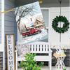 1pc Welcome Christmas Barn Red Truck Double-Sided Polyester Garden Flag - Seasonal Outdoor Lawn Decor Without Electricity,Yard Decoration Flag Only