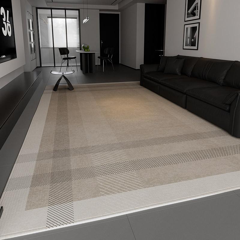 

Beige Black Geometric Area Rug Modern Light Luxury Living Room Carpet Waterproof Non-Slip Sofa Floor Mat Easy Care Holiday 180x230cm(70x89in)