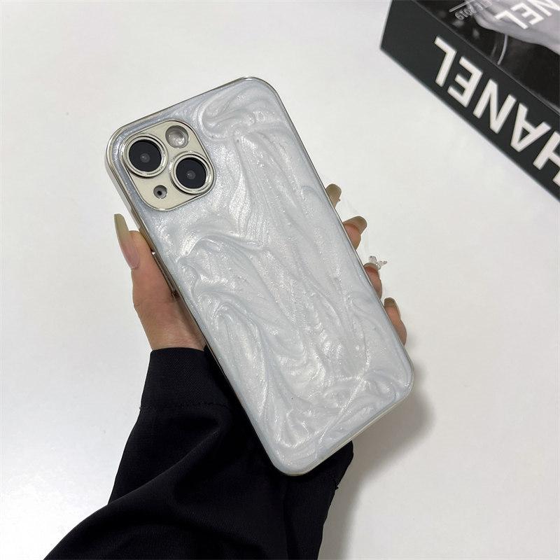 Luxusní gel s inkoustovým efektem, galvanicky pokovený stříbrný kryt pro iPhone 15 Pro Max 14 Plus 13 12 Pro 11 Kryt s komplexní ochranou proti pádu
