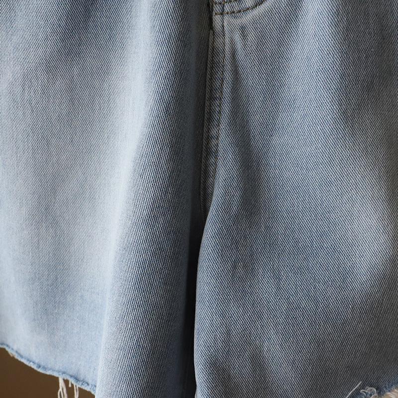 2025 Léto Korejský styl Vysoký pas Surový okraj Široké nohavice A-linie Šortky