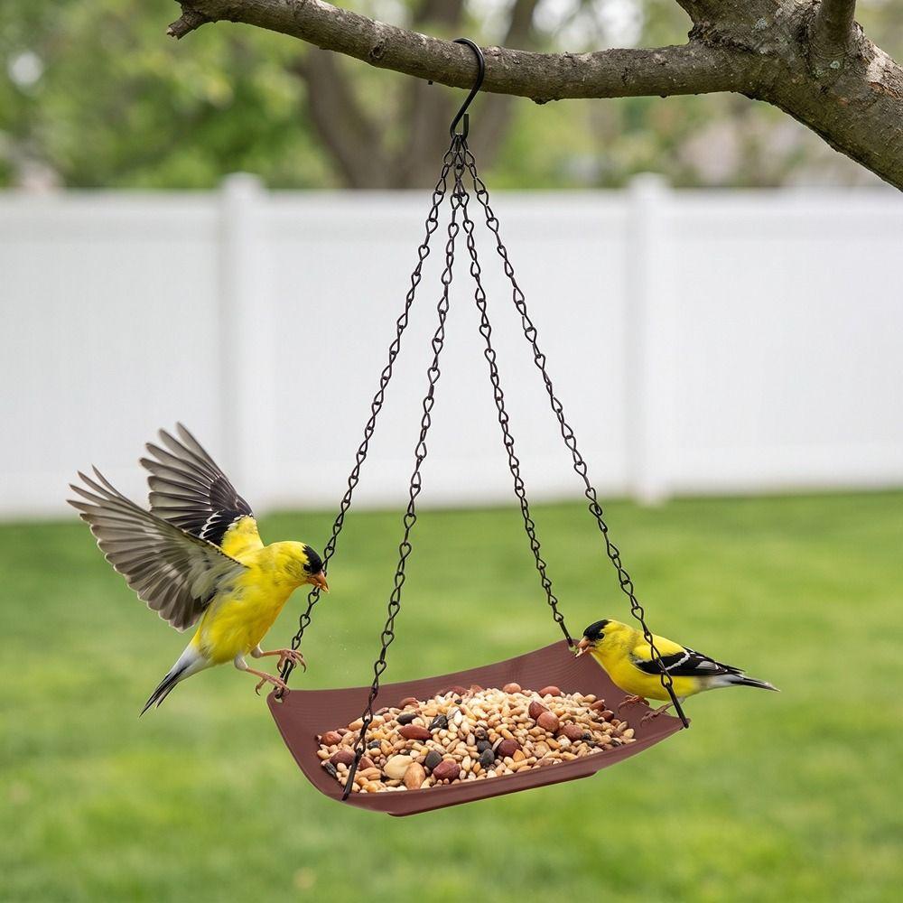 Thickened Hanging Bird Feeder Metal Chain Hook Bird Feeding Platform Retro Style Bird Bath Outdoor