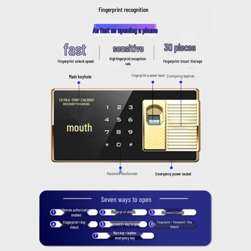 Tiger Brand 80CM Fingerprint Password Office Safe Cabinet