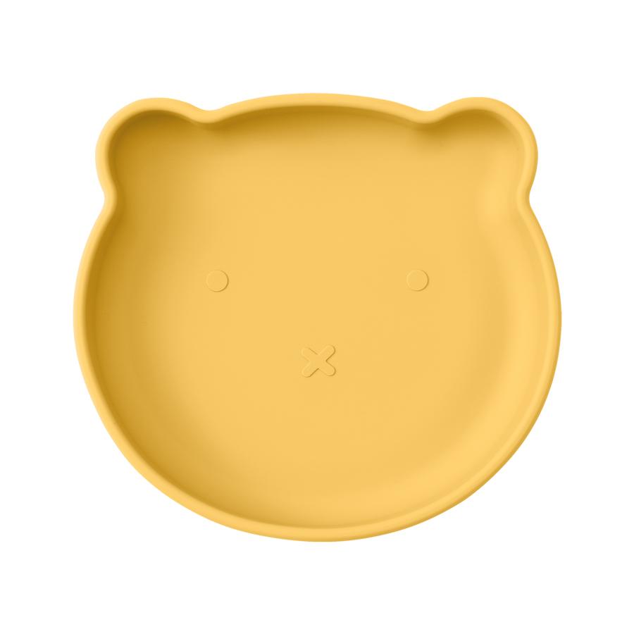 1 stk. Sikker spiseplate i silikon Suge Cartoon Bjørn Babyskål Tallerken Småbarn Trening Servise Retro Barn Mateskål