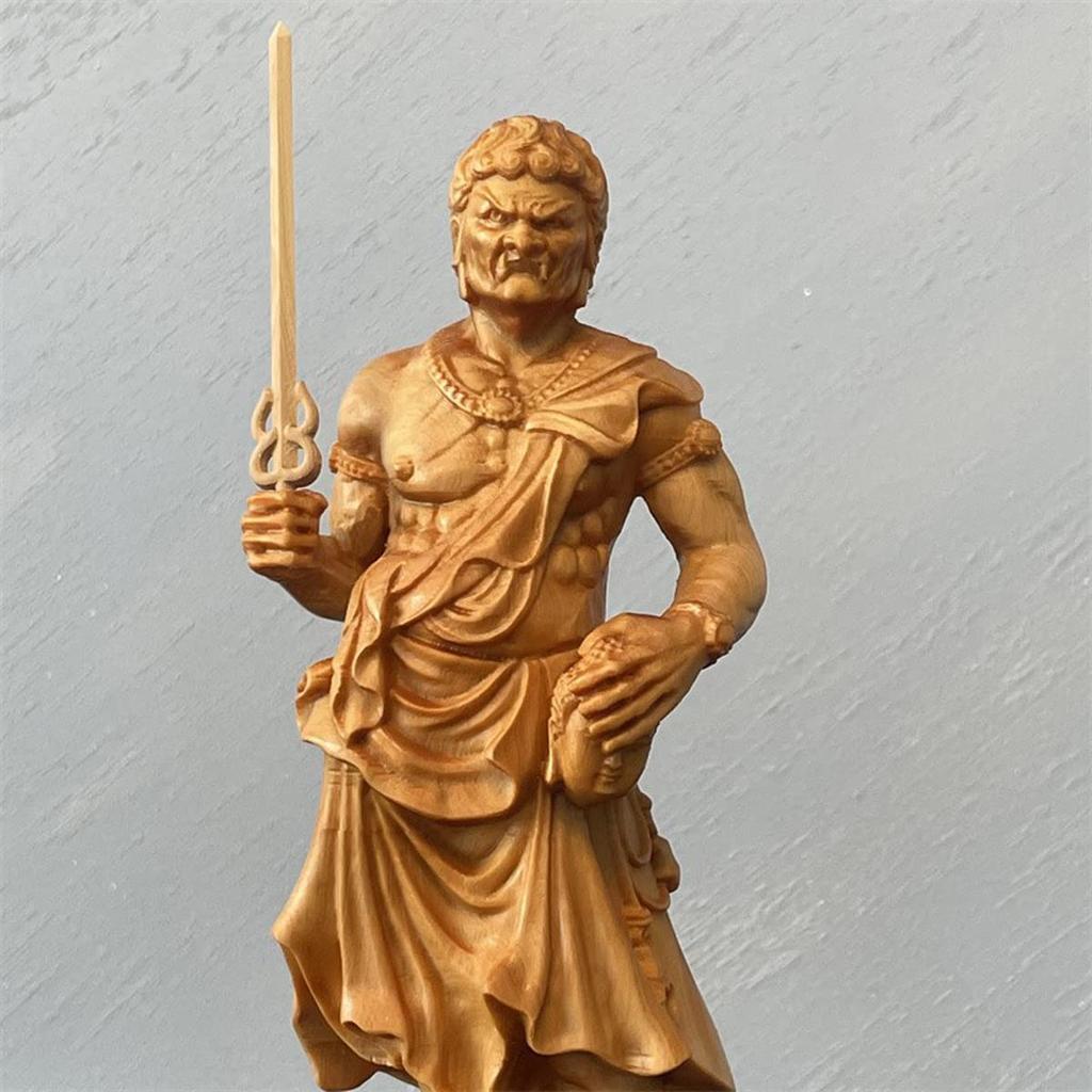 Wooden Buddha standing statue of natural cliff Buddha Buddha decorative Buddha principal wooden ornament 18cm x width 8cm x depth statue, Acala, oak,