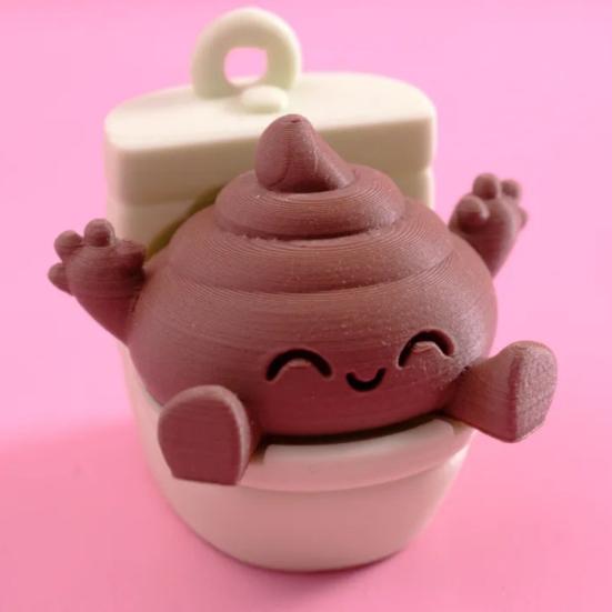 Happy Poop Toilet 3D Printed Toilet And Poop Ornament Stress Relief Toy Desktop Poop On Toilet Figurine Gag Gift for Friends