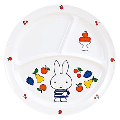 Kanto Plastic Industry Miffy Runder Lunchteller 23cm Drei-Fächer-Teller, Durchmesser, CM-65FR