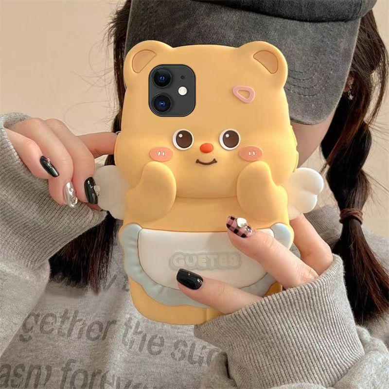 

Adorable Angel Bear iPhone 14 Pro Max Case - Full Coverage & Anti-Drop Design Compatible with 12/12 Pro