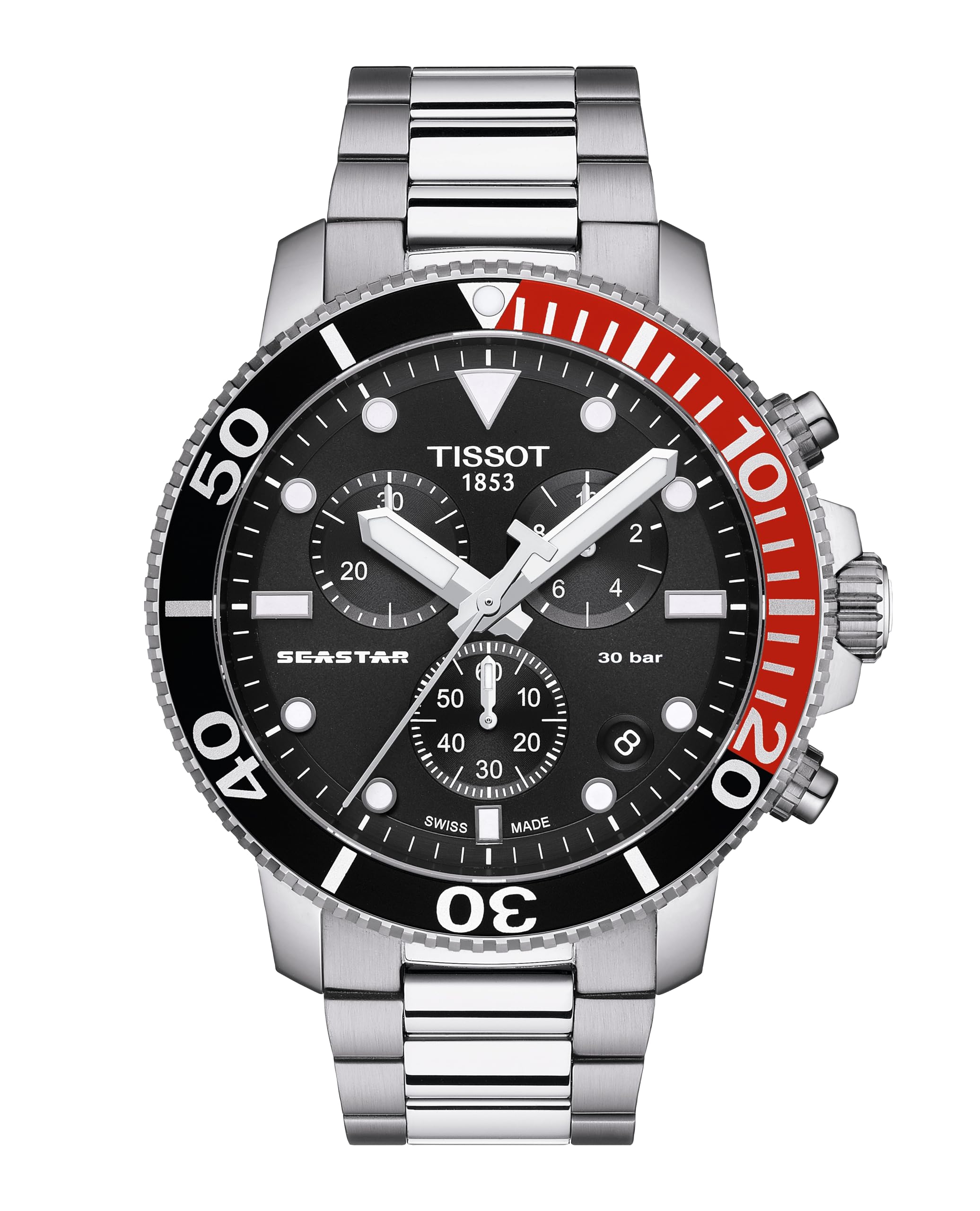 

TISSOT Seastar 1000 Chronograph Watch with Bracelet, Men s, Black Dial, T1204171105101 [Officially Imported]
