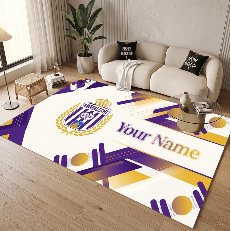Personalized Crystal Velvet Carpet Anderlecht FC logo Pattern Non Slip Floor Rug