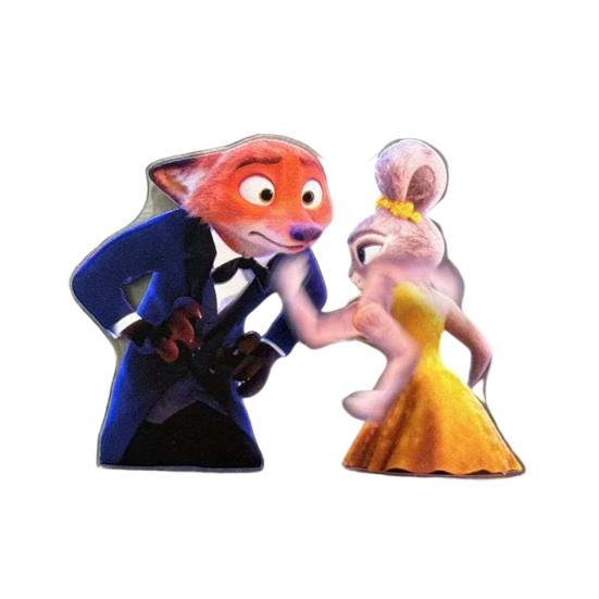 Drehbarer Fuchs Hase Kühlschrankmagnet Acryl Cartoon Filmfigur Tier Kühlschrankmagnet Heim Büro Küchendekoration Filmfans Geschenk