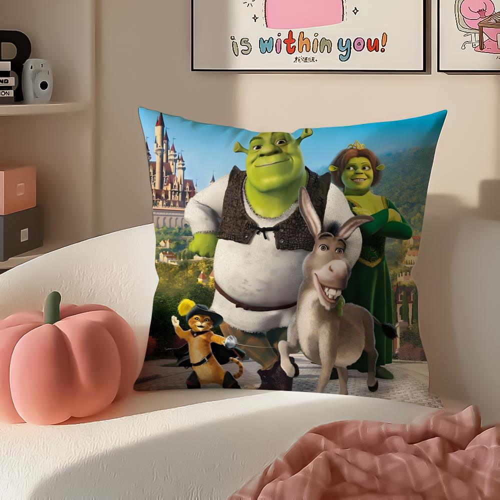 Hilarious Movie SShrek Cushion Cover Pillowcase Short Plush Invisible Zipper Room Sofa Cushion Cover