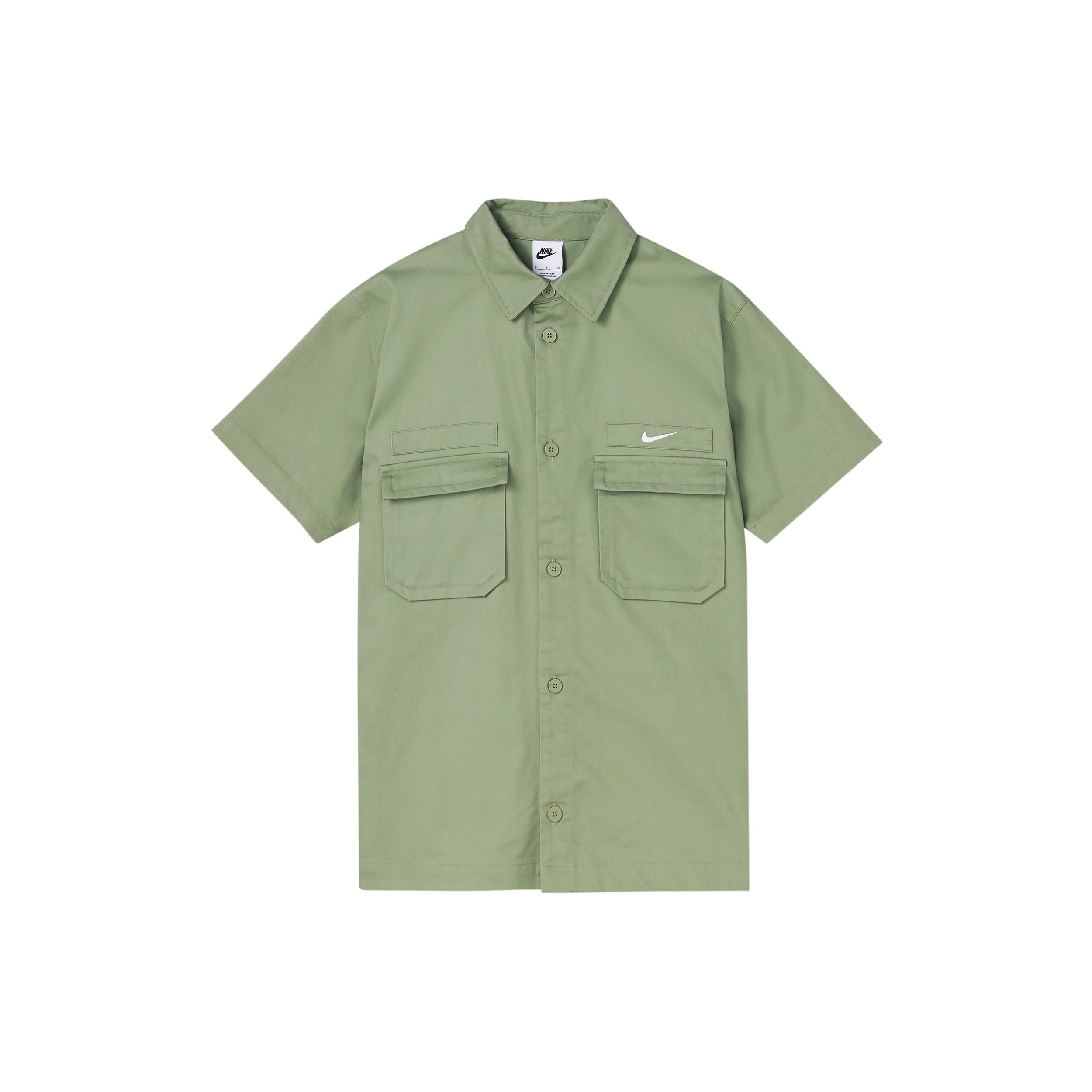 Nike Life Woven Military Button-Down Shirt Green Men s DX3341-386 M