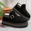Winter Buckle Detor Ankle Boots Women Fashion Shiny Thick Bottom Snow Boots Woman Faux Suede Short Plush Warm Snow Boots Female