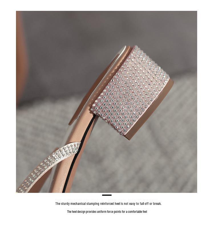 2023 Stylish Rhinestone Bowknot Ankle Strap High Heel Sandals for Women