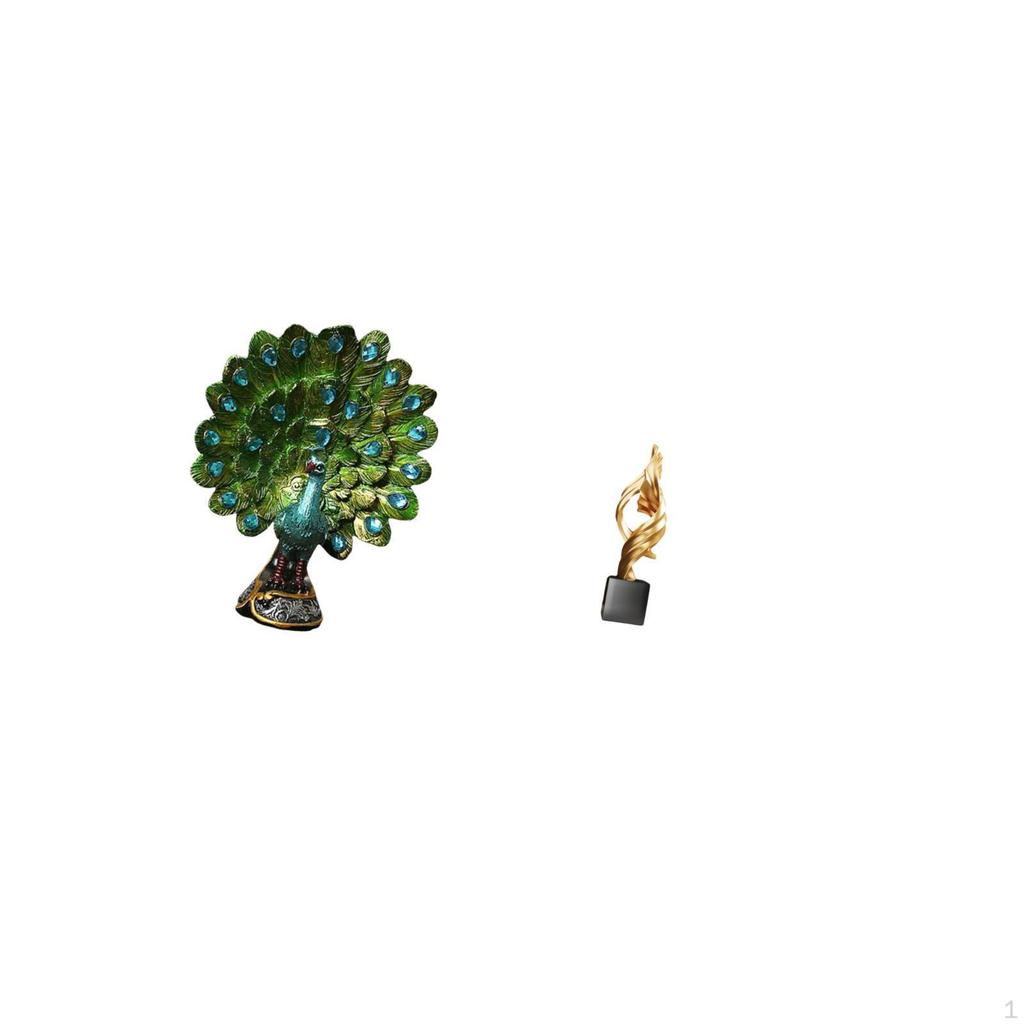 Peacock Abstract Animal Sculpture Collection Elegant Resin Art Figurine Tabletop Ornament for