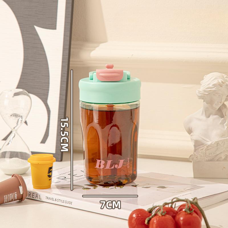 Water Cup Flower Tea Cup Female Student Large Capacity Plastic Cup Summer Straw Cup Portable Double Drinking Cup