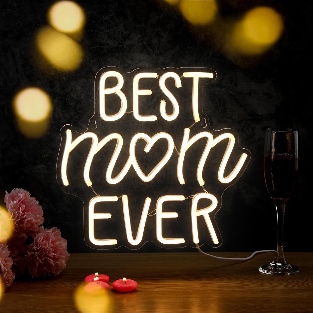 Mothers Day Neon Sign Best Mom Ever Led Dimmable Happy Mothers Day Best Mom Ever Gifts for Birthday Mother'S Day Decorations