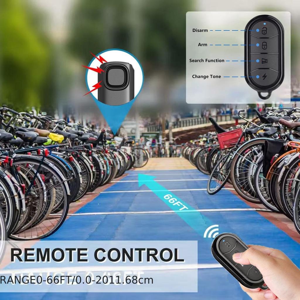YNF 113dB Loud Bicycle Anti-theft Alarm with Remote Control, Ultimate Bike Security