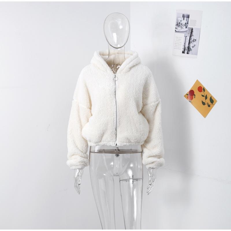 Kapuzenjacke mit lockerem Abschnitt für Damen, lässig, für Herbst und Winter, gepolstert, verdickter Reißverschluss, warmer Pullover