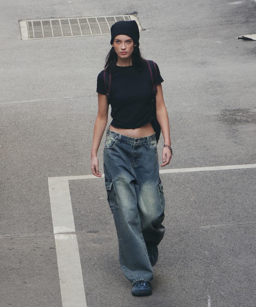 Ledeoli Hooked Cargo Denim Pants [Vintage Black]