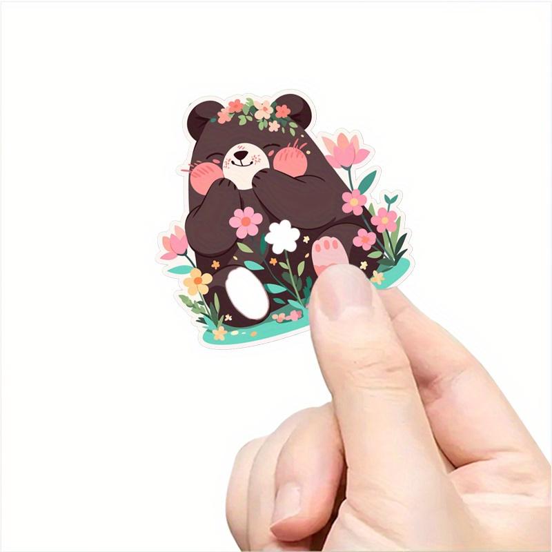 Cartoon Shy Brown Bear Stickers Durable for Laptop, Car, Luggage, Skateboard & More - Perfect for Teens, Adults, Creative Decor & Gifting