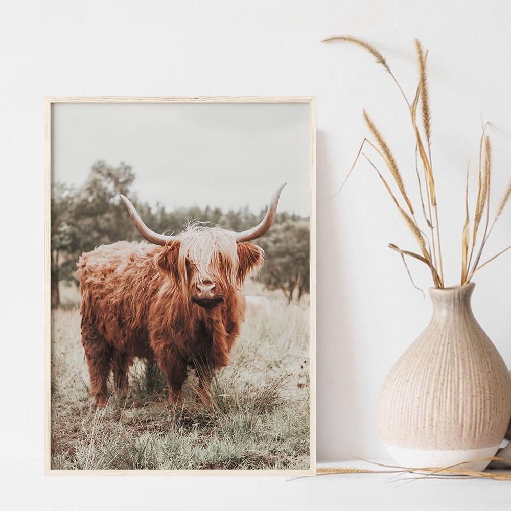 Boho Rustic Western Southwest Prints Farmhouse Highland Cow Horse Poster Canvas Printing Wall Art Picture Living Room Home Decor