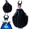Captivating Maleficent Sorceress Evil Queen Girls Fancy Dress Halloween Costume With Horned Headwear