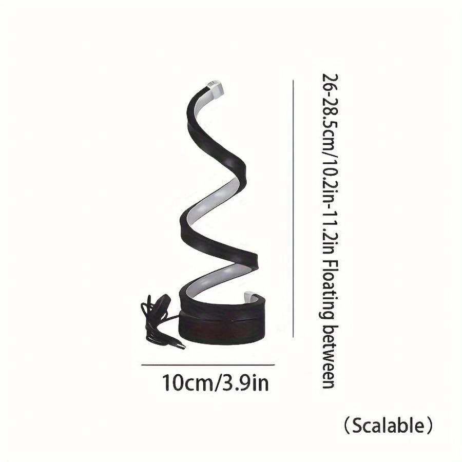 Lampe de table LED moderne avec USB - luminosité réglable, lumière blanc chaud, design en spirale, convient pour chambre à coucher, salon, éteint