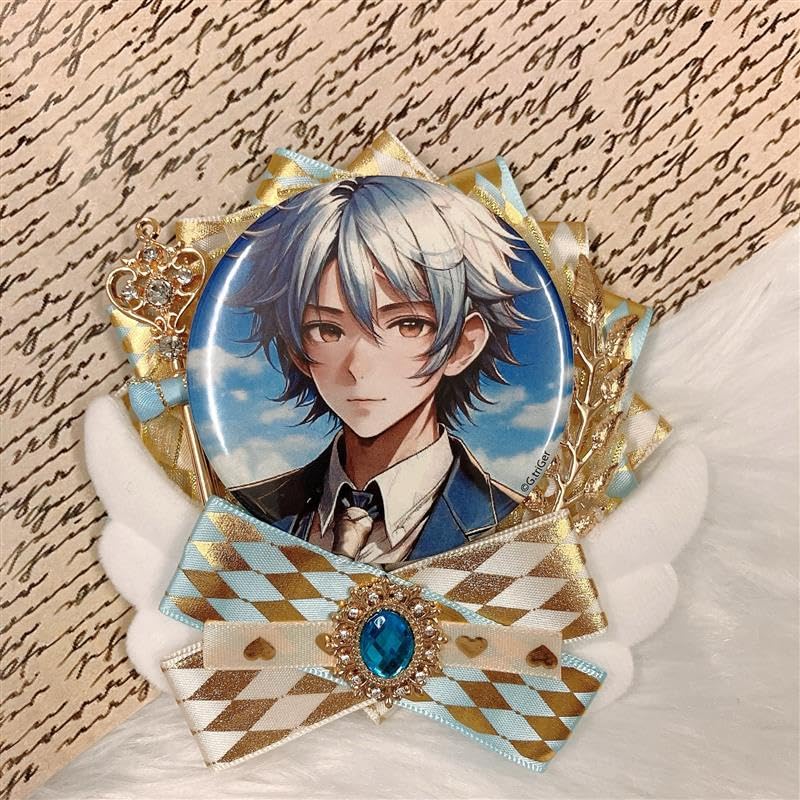 G Trigger Itasha Rosette with Wings for Can Badges, Angel Design, 57mm and 58mm, Perfect for Itasha Bag Decorations, Handmade Rosette with Ribbon,