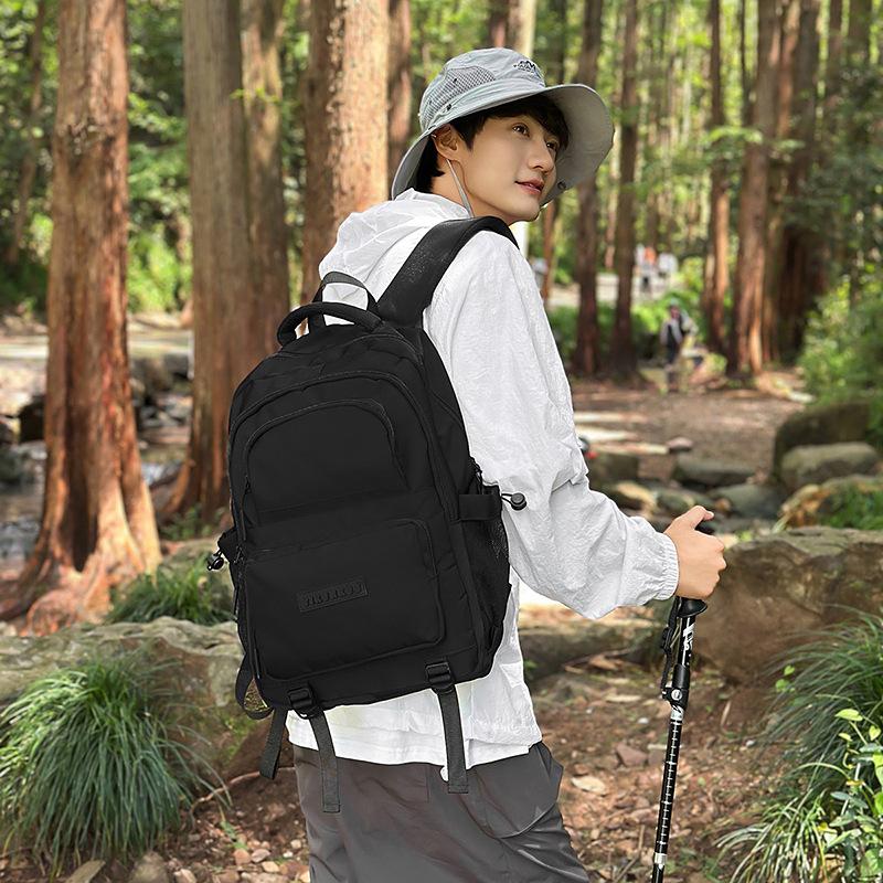 Schoolbag Junior high school college student large capacity backpack leisure short trip storage bag simple solid color trend backpack