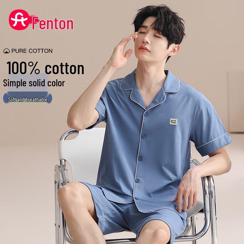 Fenteng Women s Pure Cotton Short Sleeve Lounge  Pajama Set XXL