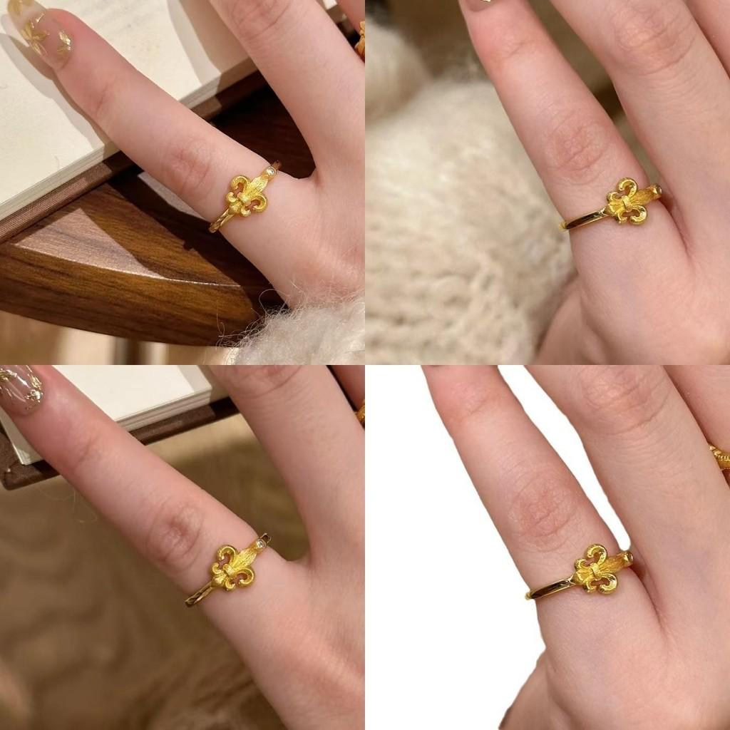 High-quality Antique Gold Iris Flower Ring Unique Floral Design For Women