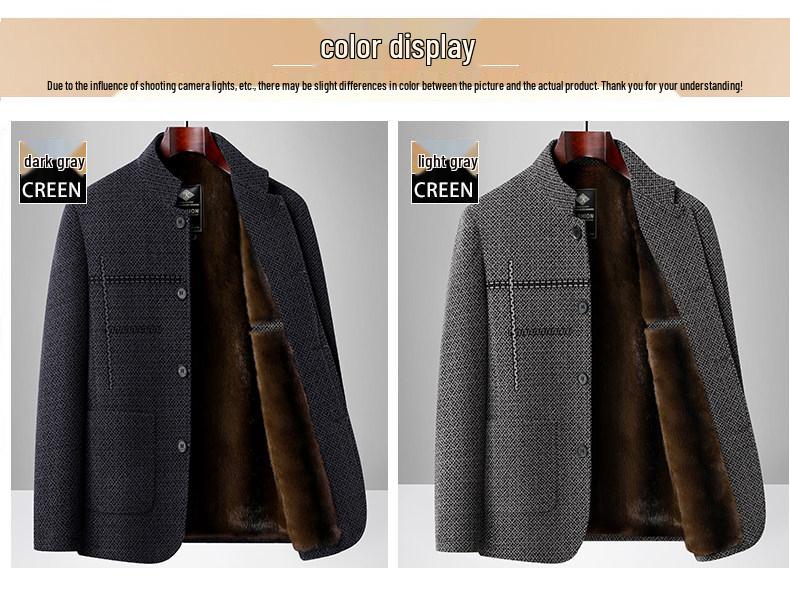 2025 Bestselling Dad Style Woolen Coat: Thick Chenille Stand-Up Collar Jacket for Middle-Aged & Elderly, Autumn/Winter Collection