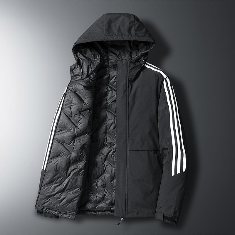 2025 fleece thickened plus size jacket fall and winter men's middle-aged solid color casual hooded warm jacket shirt top