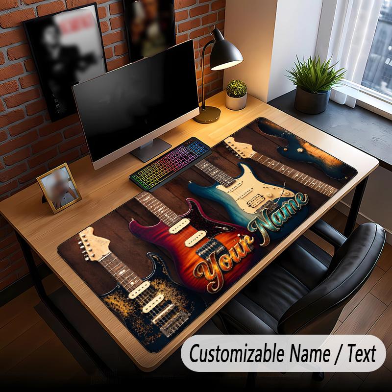 Music Guitar Theme Custom Mouse Pad Personalized With Name Text Customized Desk Mat For Office Home Decor