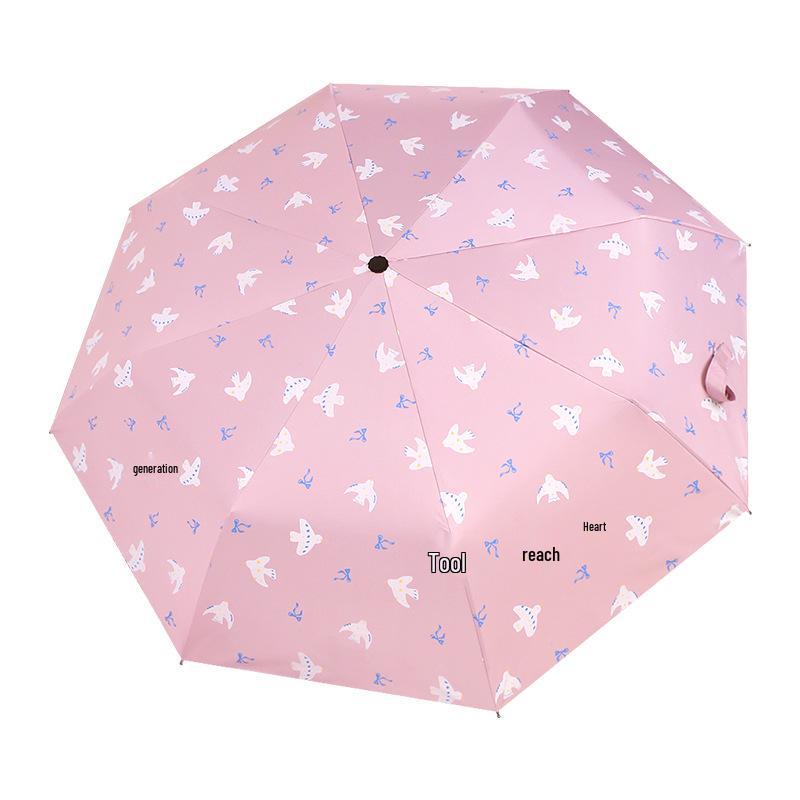 Stylish Cartoon Folding Umbrella: Sun & Rain Dual-Use with Thickened Black Glue for Summer Sun Protection