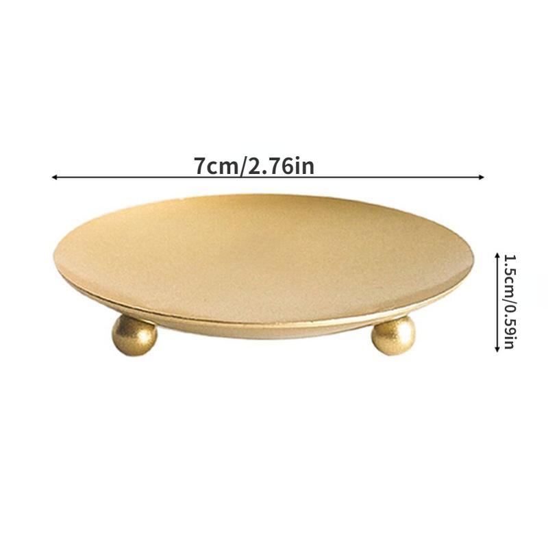 1PC Iron Plate Candle Holder Decorative Pillar Candle Plate Pedestal Candle Stand for Wax Candles Spa Wedding Birthdays Party