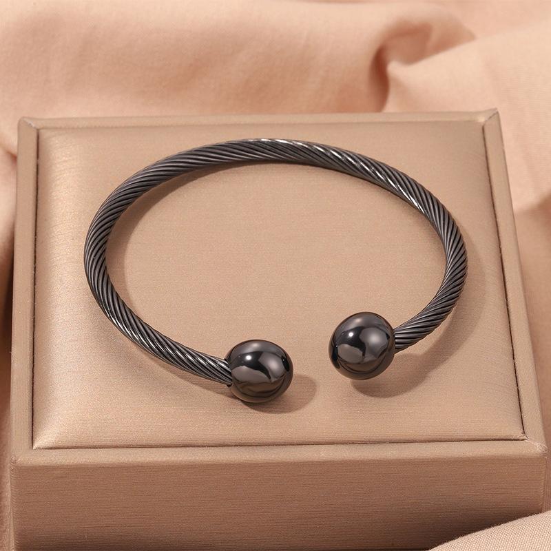 Popular, Personalized Trend, Retro Stainless Steel Winding Geometric , Pearl Steel Wire