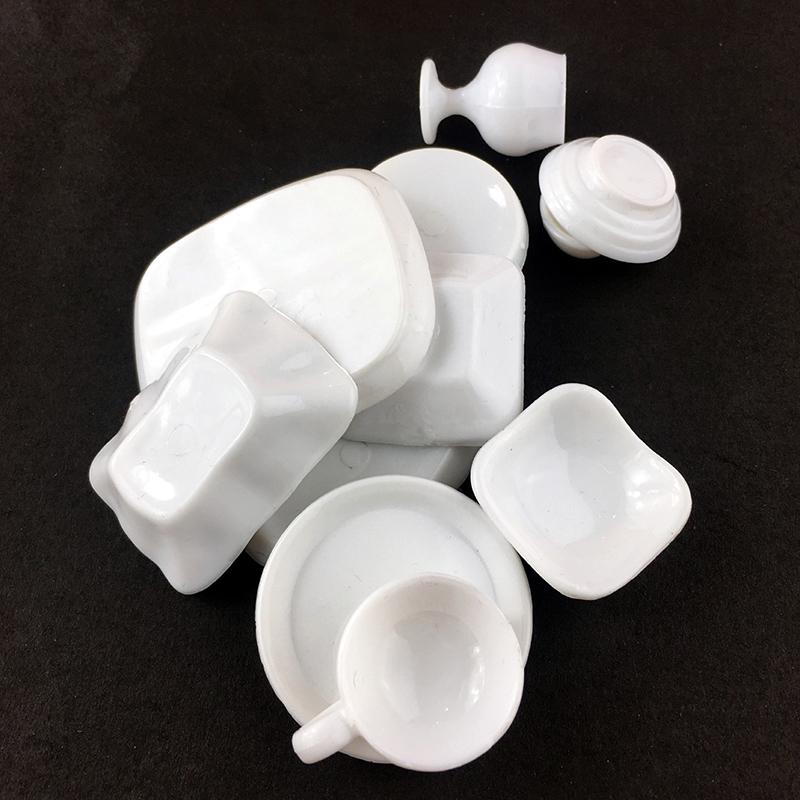 12Pcs/Set Mini White Kitchenware Toys Drink Cups Dish Plate Tableware Mini Simulation Accessories Diy Pretend Play Toys