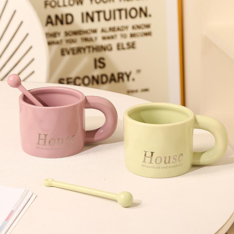 Simple Mug High Value Ceramic Water Cup Milk Cup Office Men's High End Exquisite Coffee Cup for Girls