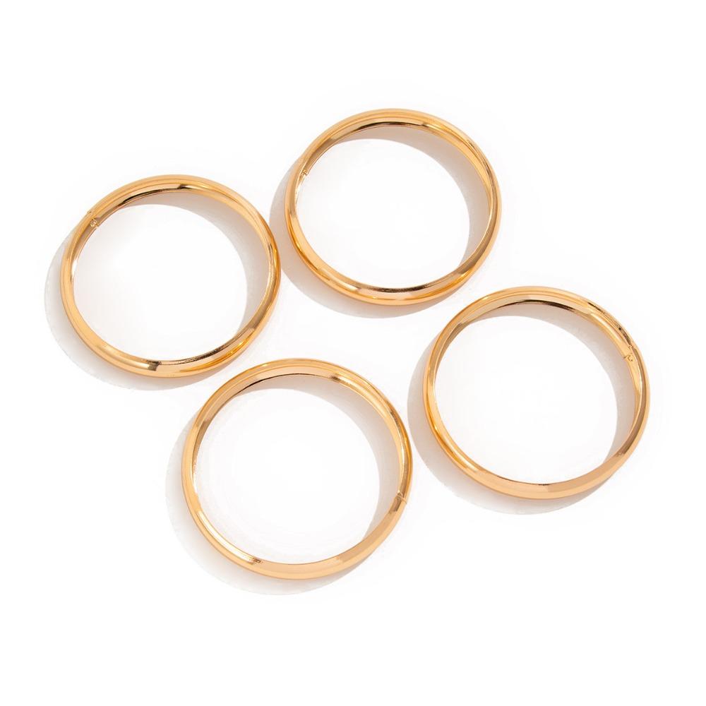 4Pcs/Set Waterproof Simple Round Bangles Sets Gold Silver Smooth Multilayer Bracelet  Summer