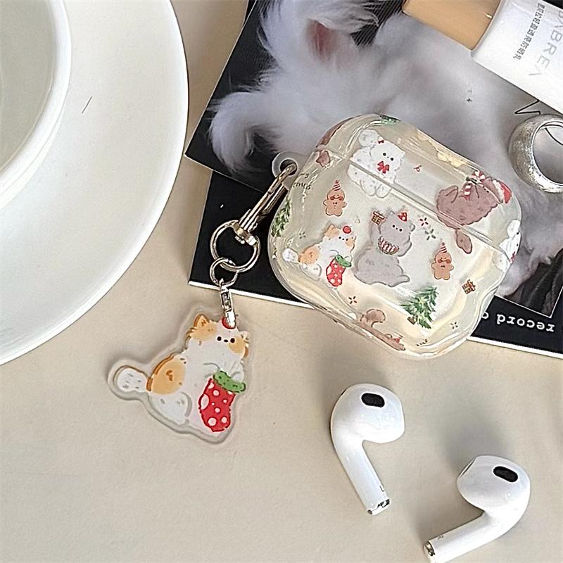 Fashion Cute Cartoon Cat Earphone Case For Apple Airpods Airpods Pro 2 3 4 Cover with Pendant Silicone Headphone Cases For Airpo