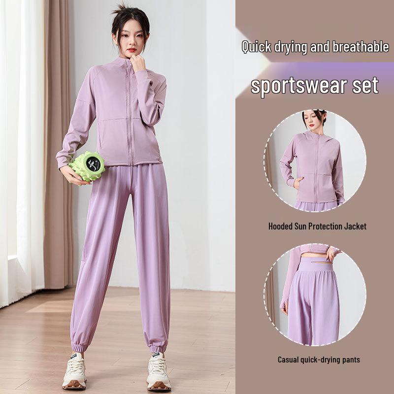 Women's Quick-Dry Running Sportswear Set: Sun Protection Jacket & Pants for Summer Outdoor & Fitness Activities 2024.