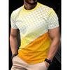 Trendy Gradient Triangle Pattern Short Sleeve T-Shirt, Men'S Casual And Commuter Style, Breathable And Comfortable Round Neck Top