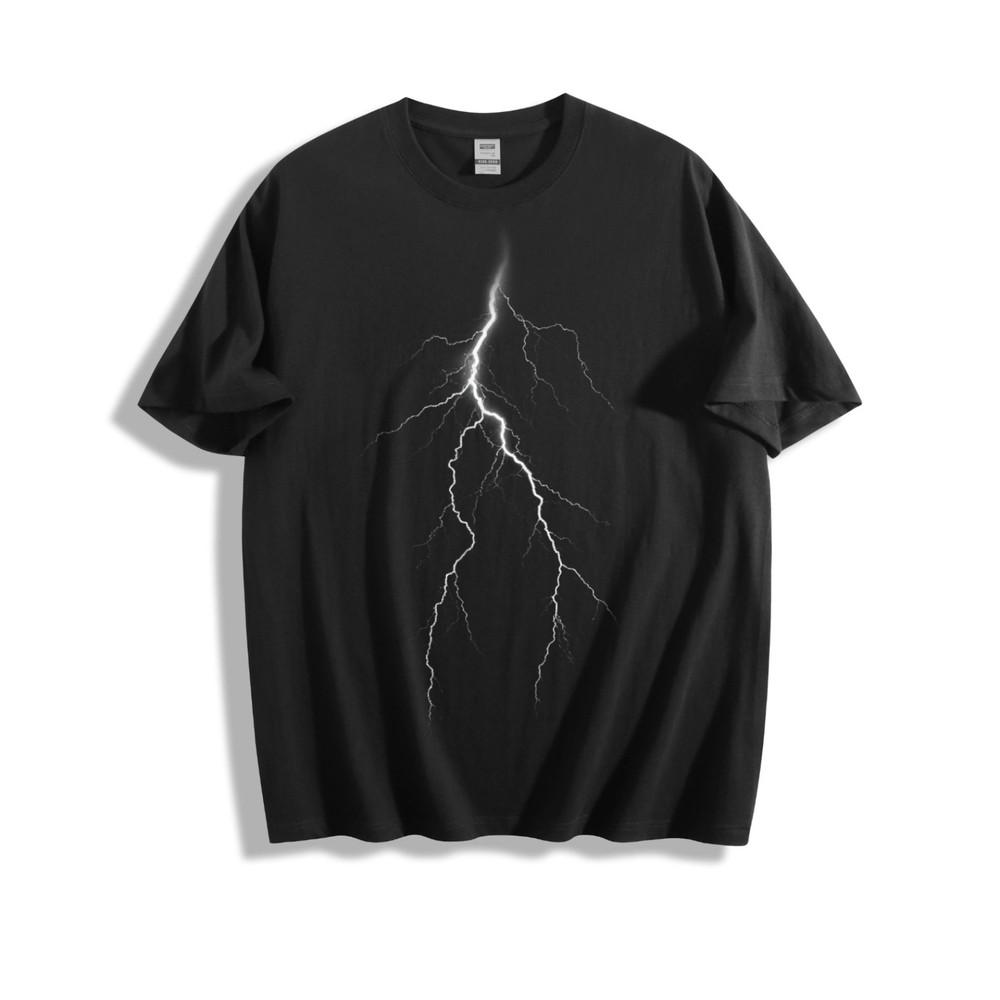 

Lightning Bolt Black Tee - Lightning Streaks Design Unisex Tee XL