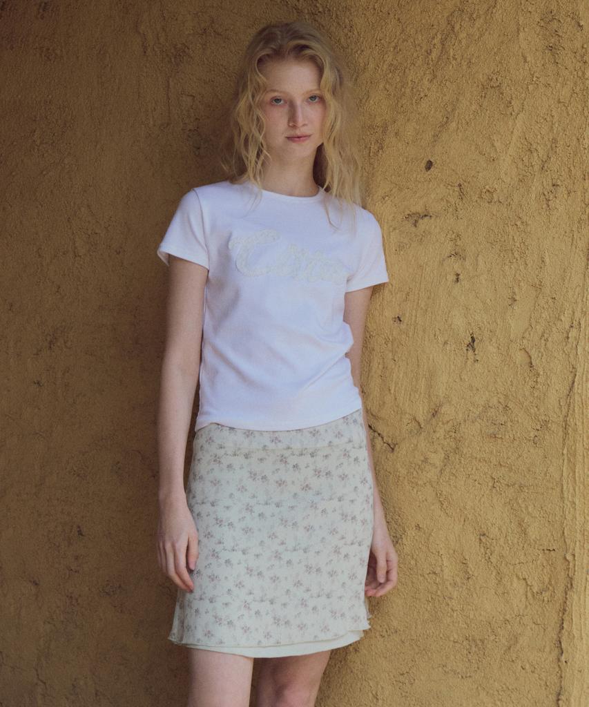 CITTA Lace Applique T-Shirt_Ctt3029(White)
