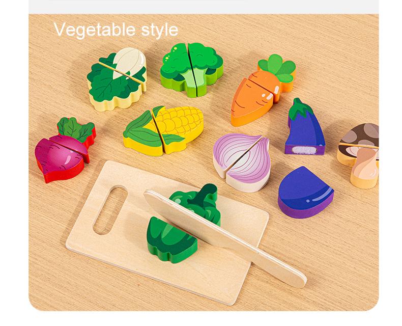 Simulation Kitchen Pretend Toy Wooden Classic Game Educational Toy For Children Kids Gift Cutting Fruit Vegetable Food Set