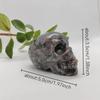 Crystal Carved Skull Flame Stone Statue - Halloween Horror Ornament Collection